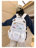 Qfdian High-capacity Casual Contrast Color Backpacks Y2k Aesthetic Transparent Schoolbags Streetwear Students Patchwork Backpack Women