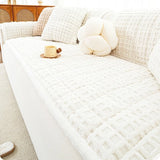 Qfdian  Autumn and Winter Plush Sofa Cover Jacquard Anti Slip Thick Warm Solid Color Simple and Comfortable Skin Friendly Sofa Cushion