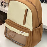 Qfdian  Women Transparent Students Kawaii Cute Ita Bags Patchwork Contrast Color Y2k Schoolbags High-capacity Students Casual Backpacks