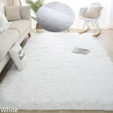 Qfdian White Fluffy Hall Carpet Modern Living Room Bedroom Home Decor Large Mats Thickened Non-Slip Girl Children's Room Pink Furry Rug
