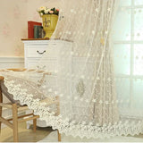 Qfdian  European Pastoral Embroidered Flower Curtains for Living Dining Room Bedroom White Gauze Bay Window Korean Window Screen Balcony
