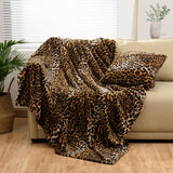 Qfdian Leopard Print Flannel Blanket, Wool Blanket, Single-sided Plush Bed Blanket, Sofa, Travel Super Soft Blanket