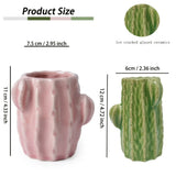 Qfdian  Cute Ceramic Cactus Toothbrush Holder Toothbrushes and Small Toiletries Organizer Multi Purpose Storage Rack Bathroom Accessorie