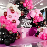 Qfdian  126pcs Rose Red Black White Balloon Arch kit,for Student School Birthday Party Wedding Graduation Halloween Christmas Decoration