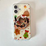 Qfdian Cartoon cute christmas shell magnetic for iphone 15promax 16 13 14pro 15 pro max 13pro 16pro 14 puppy stand holder phone case