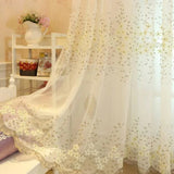 Qfdian  European Pastoral Embroidered Flower Curtains for Living Dining Room Bedroom White Gauze Bay Window Korean Window Screen Balcony