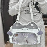 Qfdian  Sweet Cartoon Kawaii Cute Cat Ita Bags Y2k Aesthetic Chic Casual Shopping Underarm Bag Korean Luxury Design Shoulder Handbags
