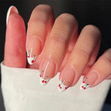 Qfdian 24Pcs Golden French Fake Nail with Almond Head Design Simple Oval False Nails Wearable Press on Nails Full Cover Nail Tips