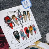 Qfdian 10Pcs High Quality Handmade Press on Nails Real Shot Pure Hand Drawn Wealth Accumulating Dragon Amber Exaggerated Super Cool