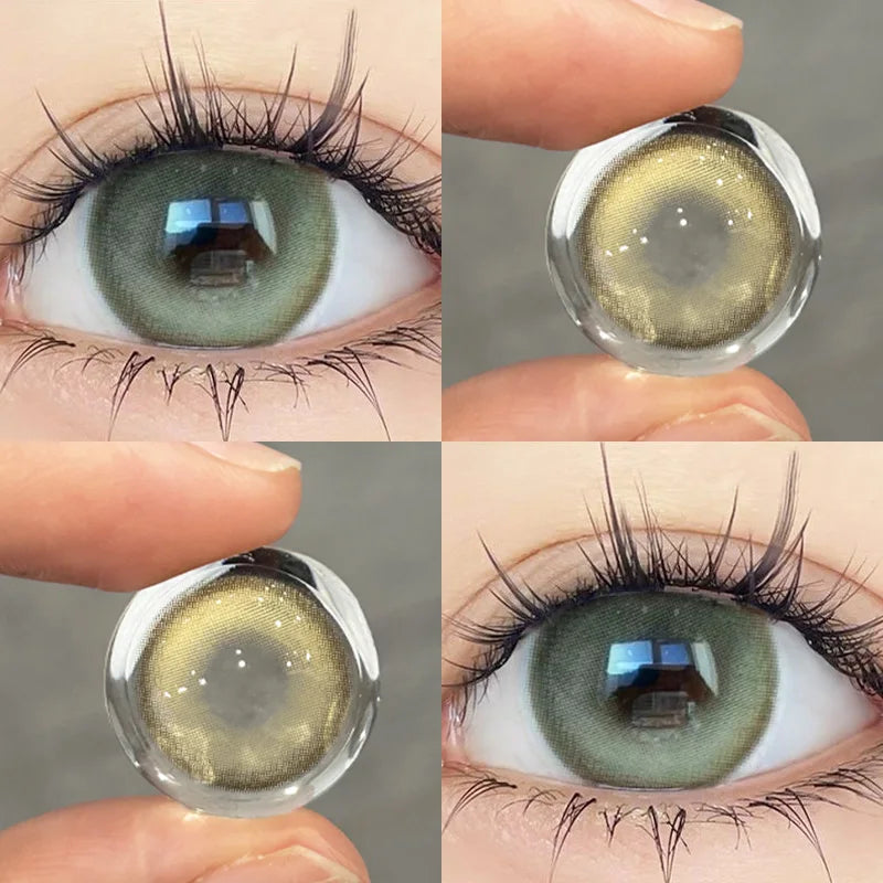 YIMEIXI 2Pcs Color Contact Lenses with Diopters Brown Lens Korean Big Eyes Colored Makeup Lens High Quality Beautiful Pupil New