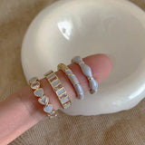 Qfdian  Heart-shaped metal open ring set