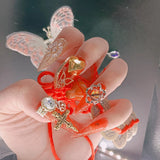 Qfdian 10Pcs High Quality Handmade Press on Nails Real Shot Pure Hand Drawn Wealth Accumulating Dragon Amber Exaggerated Super Cool