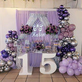 Qfdian  Chiffon Backdrop Curtain 5ftx10ft Light Purple Voile Sheer Curtains 4 Panels Romantic Wedding Party Decor Polyester Chiffon Fabr