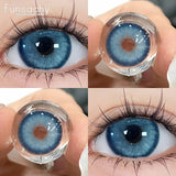 Qfdian 2pcs Blue Color Contact Lenses Natural Contact Lenses for Eyes Beautiful Eyes Lens Cosmetic Pupils Green Colored Lens