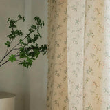 Qfdian Floral Farmhouse Curtains Semi-Blackout Living Room Drapes Cotton Linen Bohemian Window Curtain 1 Panels Tassel Beige Rod Pocket