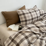 Qfdian  Korean Style Striped Bedding Set For Girls Boys Bed Linen Set Skin Friendly Fresh Printed Soft Duvet Cover Set Home Decorations
