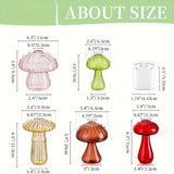 Qfdian  5 Colors Plant Mushroom Glass Vase, Mini Plant Glass Container, Unique Small Glass Vase, Home Christmas Halloween Decoration