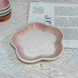 Qfdian Plum Blossom Small Plate 5.5Inches 14cm Rainbow Sauce Plate Flower Shaped Pet Gradual Spike Bone Plate Tableware Ceramic Dishs