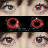 Qfdian 1 Pair Anime Cosplay Colored Contact Lenses for Eyes Red Lenses Halloween Purple Lenses Make Up Beauty Colorful Lenses