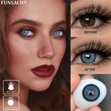 Qfdian  1 Pair Colored Contact Lenses for Eyes Blue Pupil Beautiful Eye Contacts Natural Soft Brown Gray Lenses Yearly Cosmetic