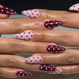 Qfdian 24pcs Simple Almond False Nails Sets Blush Design Press on Nails Art Datachable Short Oval Fake Nail with Jelly Glue Manicure