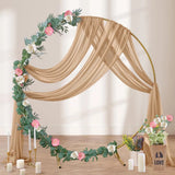 Qfdian Wedding Arch Draping Fabric, 1 Panel 6/10M Champagne Sheer Backdrop Curtain Wedding Arch Decorations for Wedding Party Ceiling