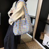 Qfdian  Commuter Shoulder Bag for Girls Large Capacity Portable Shoulder Bag for Friends Gifts Plush Tote Shopping Bag