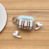 Qfdian Korea fashion cute plaid sweater pattern gloss cover soft shockproof protection case for airpods 1 2 3 4 pro 2 coque fundas
