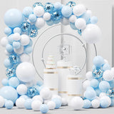 Qfdian  Pastel Blue Balloon Garland Arch Kit White Blue Confetti Balloons Baby Shower Gender Reveal Birthday Party Wedding Decorations