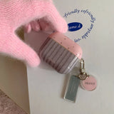 Qfdian Korea lovely pink wave point cover stripe pattern tpu soft case for apple airpods pro 2 3 4 silicone earphone shell