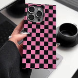 Qfdian Fashion Pink Black Plaid Shockproof Back Cover Case For iPhone 15 Pro Max 16 13 14
