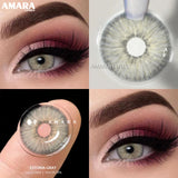 Qfdian 1 Pair Colored Contact Lenses Natural Look Colorful Eyes Lenses Yearly Cosmetic Makeup Eye Green Contacts Lens Gray Lense