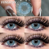 Qfdian  1 Pair Big Black Color Contact Lenses Natural Gray Lenses Blue Korean Eye Makeup Contacts Yearly Beauty Pupils Cosmetic
