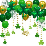 Qfdian  St Patricks Day Green Shamrock Clover Balloon Saint Patricks Party Decorations Garlands Banner Streamer Backdrop Hanging Decor