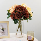 Qfdian  9 Heads Artificial Flower Silk Rose white Eucalyptus leaves Peony Bouquet Fake Flower for Wedding Table Party Vase Home Decor
