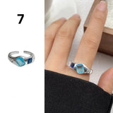 Qfdian  Minimalist Handmade Zircon Ring Simple Design Retro Texture Crystal Ring Irregular Shape Matte Finish Gemstone Ring