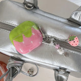 Qfdian Cute lovely strawberry gloss wireless bluetooth earphone cover case for apple airpods 1 2 3 4 pro pro 2 protector with keychain