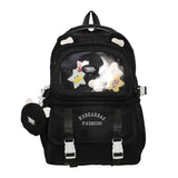 Qfdian High-capacity Casual Contrast Color Backpacks Y2k Aesthetic Transparent Schoolbags Streetwear Students Patchwork Backpack Women