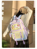 Qfdian High-capacity Casual Contrast Color Backpacks Y2k Aesthetic Transparent Schoolbags Streetwear Students Patchwork Backpack Women