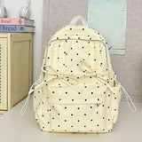 Qfdian Backpacks for Women Students Sweet Dot Chic Bow Schoolbags Y2k Aesthetic Casual Fashion Backpack Trendy Kawaii Girls School Bags