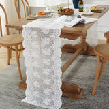 Qfdian White Lace Table Runner Floral Embroidered Tables Lace Doilies Dressers End Tables for Wedding Decorations Tea Party Baby Shower