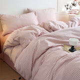 Qfdian Luxury 100% Cotton Yarn-Dyed 3-Piece Duvet Cover Set (1 Duvet Cover + 2 Pillowcases), Pre-Washed,Stripe Design, Bedding Set