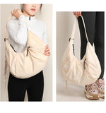 Qfdian High-capacity Solid Simple Shoulder Bags Men Women Nylon Casual Travel Hobo Bag Y2k Aesthetic Vintage Casual Handbags Crossbody