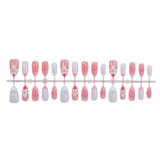 Qfdian  24pcs Pink Spring Summer Nail Art French Edge Fake Nails Sweet Pearl Star Shell False Nails 3D Flower Press on Nails Almond Nail