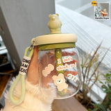 Qfdian  Kawaii Jumbo Boba Water Bottle With Straw For Girls Kids Large Capacity Cute Stirring Cup Portable Dual Drinking Plastic Cups