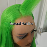 Qfdian Green Wig Straight Synthetic Lace Front Wig Long Green Hair Wig Glueless Wigs Ready to Wear Green Lace Frontal Wigs for Women