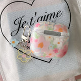 Qfdian Transparent Oil Painting Flower Shockproof Protector With Keychain For AirPods 1 2 3 4 Case For AirPods Pro 2 Protection Cover
