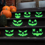 2 Piece Halloween Green Glow in The Dark Wall Stickers Self Adhesive and Removable Suitable for Parties Outdoor Steps Doors