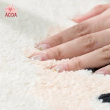 Qfdian Pink Dots Fluffy Carpet For Living Room With Tassels, Plush Bedroom Rug,Soft Kids Rug,White Hairy Nursery Play Mats For Children