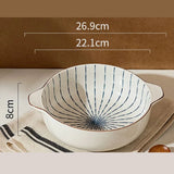 Qfdian  Japanese Double Ear Soup Noodle Bowls, Household Kitchen Restaurant Supplies, Tableware, Salad Fruit Soup Phnom Penh Bowls , 1Pc